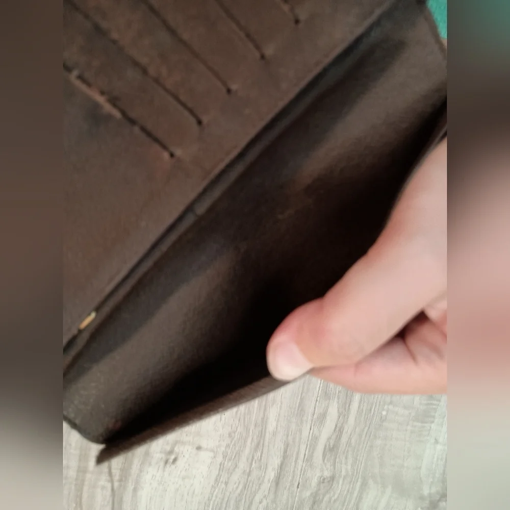 Authentic Louis Vuitton Damier Ebene Brazza Long Wallet
